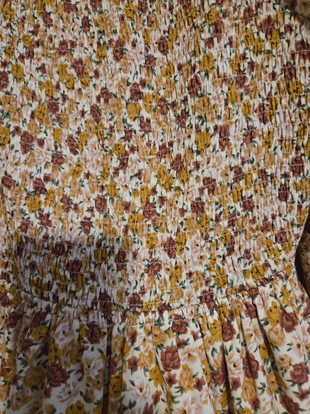 Mikarose Floral Smocked Long Sleeve Midi Dress, Size Small, Cottagecore - Picture 6 of 8